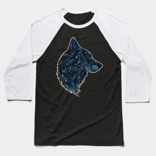 Wolf side profile design #2 - blue version Baseball T-Shirt